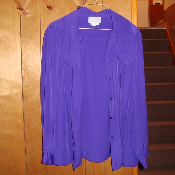 Joyce Women's Purple 100% Polyester Button Front S - Picture 2 of 4